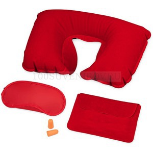 Фото Красный набор из полиэстера для путешествий Глэм: подушка-подголовник в чехле