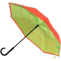 Зонт-трость наоборот Inversa, оранжевый/зеленое яблоко