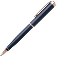 Картинка Первоклассная синяя шариковая ручка ACE BLUE из лаковой латуни с золотистой отделкой и логотипом HUGO BOSS в подарочной брендовой коробке, d1,15 х 14,03 см, синие чернила