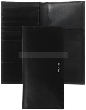 Фото Фирменный дорожный кошелек Zoom Black из гладкой кожи, 21,2 x 10,7 x 1,2 см  в подарочной коробке.  «Cerruti 1881» (черный)