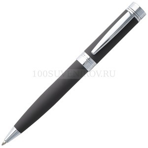 Фото Фирменная шариковая ручка ZOOM SOFT TAUPE удивительного нежного темно-серого оттенка с серебристой отделкой, фирменная подарочная коробка, d1,32 х 13,6 см, синие чернила «Cerruti 1881»