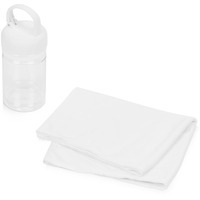 Набор белый из пластика для фитнеса CROSS: охлаждающее полотенце и бутылка