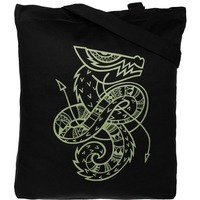 Картинка Холщовая сумка «Полинезийский дракон», черная, производитель Принтэссенция
