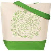 Фотка Холщовая сумка Flower Power, ярко-зеленая, магазин CoolColor
