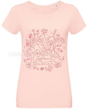 Фото Женская футболка розовая FLOWER POWER, размер S