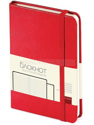 Фото Маленький офисный блокнот MEGAPOLIS JOURNAL-А6, в клетку, 100 страниц, твердая обложка под тиснение логотипа, 9 х 13 х 1 см «Bruno Visconti» (красный)