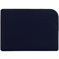 Горизонтальный синий чехол для карточек DORSET из искусственной кожи, три отделения для карточек, 10х7,2 см. Тиснение бесцветное, полноцветная уф-печать.