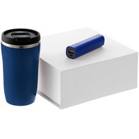 Набор синий из стали FOLLOWER: термостакан, внешний аккумулятор 2000 мАч