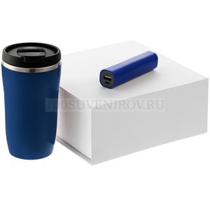 Фото Синий набор из стали FOLLOWER: термостакан, внешний аккумулятор 2000 мАч