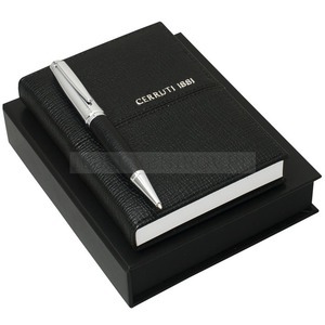 Фото Подарочный набор: блокнот A6, ручка шариковая «Cerruti 1881» (черный, серебристый)
