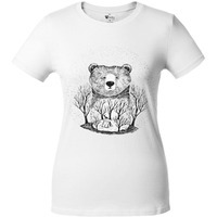 Картинка Футболка женская Bear, белая S, магазин CoolColor