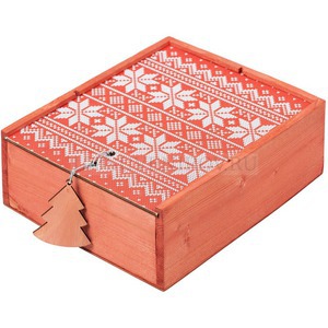 Фото Коробка деревянная «Скандик», большая, красная «Сделано в России»