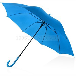 Фото Яркий промо зонт-трость ЯРКОСТЬ с пластиковой ручкой, полуавтомат, d100 х 82,5 см, в сложенном виде 82,5 х 11,2 х 4,5 см. Предусмотрено нанесение логотипа.  (голубой)