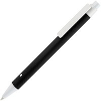 Ручка шариковая черная с белым из пластика BUTTON Up