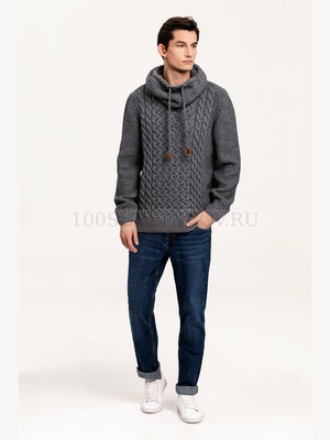 Фото Мужской свитер серый меланж из шерсти WARMHEART, размер M