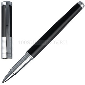 Фото Фирменная ручка роллер Eclat Chrome в подарочной коробке, черные чернила  «Nina Ricci» (черный, серебристый)