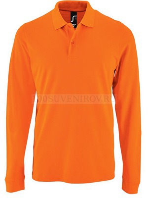 Фото Рубашка поло мужская с длинным рукавом PERFECT LSL MEN, оранжевая S «Sols»
