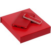 Набор красный из пластика SUITE MEMORY: внешний аккумулятор 5000 мАч, флешка 8 Гб