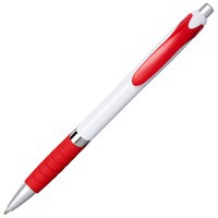 Ручка пластиковая шариковая Turbo, белый/красный/серебристый