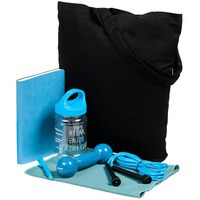 Набор Workout в холщовой сумке: скакалка, охлаждающее полотенце, недатированный ежедневник, шариковая ручка.