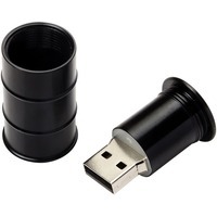 Оригинальная USB 2.0 флешка на 16 Гб БОЧКА НЕФТИ из металла в виде бочки, d2,1 х 3,5 см, под нанесение логотипа