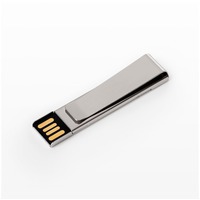 Металлическая флешка USB 2.0 на 32 Гб в виде зажима для денег, 6 х 2,6 х 0,3 см. Предусмотрена гравировка логотипа. 
