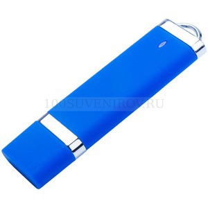 Фото USB 2.0- флешка на 2 Гб ОРЛАНДО soft-touch, 7,2 х 1,9 х 0,7 см (синий)