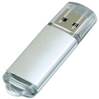 Металлическая промофлешка USB 2.0 на 8 Гб с прозрачным колпачком под нанесение логотипа, 8х18х57 мм.