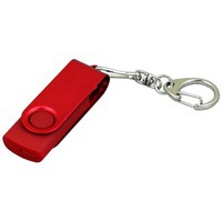 USB 2.0- флешка промо на 4 Гб с поворотным механизмом и однотонным металлическим клипом, красный