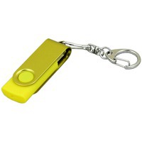 USB 2.0- флешка промо на 4 Гб с поворотным механизмом и однотонным металлическим клипом, желтый