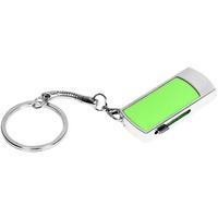 USB 2.0- флешка на 8 Гб с выдвижным механизмом и мини чипом, зеленый/серебристый