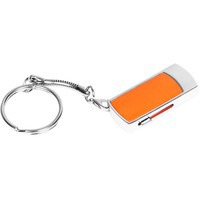 USB 2.0- флешка на 8 Гб с выдвижным механизмом и мини чипом, оранжевый/серебристый