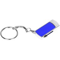 USB 2.0- флешка на 8 Гб с выдвижным механизмом и мини чипом, темно-синий/серебристый