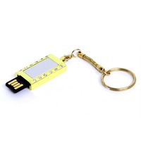 Металлическая USB 2.0- флешка на 8 Гб КУЛОН с кристаллами и мини чипом, 4 х 1,9 х 0,7 см 