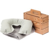 Набор для путешествий Layback: надувная подушка под шею, флисовый плед, серый