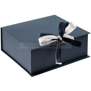Фото Коробка на лентах Tie Up, малая, синяя «Сделано в России»