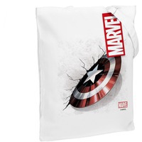 Картинка Холщовая сумка «Щит Капитана Америки», белая, люксовый бренд Марвел