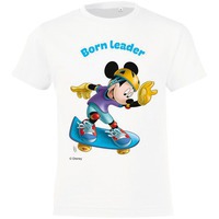 Картинка Футболка детская «Микки Маус. Born Leader», белая 4 года (96-104 см), мировой бренд Disney
