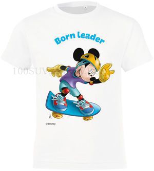 Фото Футболка детская «Микки Маус. Born Leader», белая 8 лет (118-128 см) «Disney»