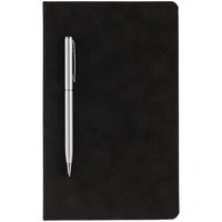 Картинка Блокнот Magnet с ручкой, черно-серый компании Контекст