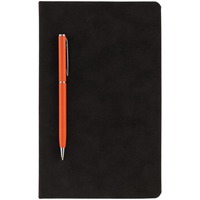 Фото Блокнот Magnet с ручкой, черно-оранжевый