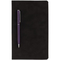 Картинка Блокнот Magnet с ручкой, черно-фиолетовый