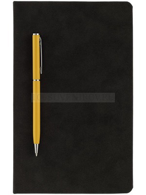 Фото Блокнот Magnet с ручкой, черно-желтый «Контекст»