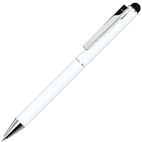 Ручка-стилус шариковая Straight SI Touch из металла, синие чернила, d1 х 13 см, белый