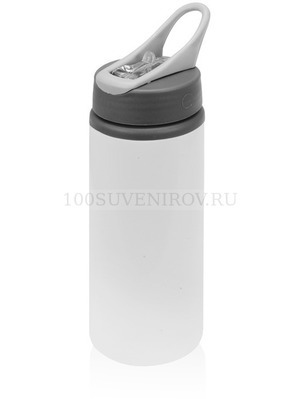 Фото Бутылка для воды RINO из металла с ручкой под нанесение логотипа, 660 мл, d7,2 х 20,1 см, с ручкой d7,2 х 9 х 24 см (белый, серый)