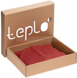 Фото Вязаный комплект Glenn из полушерсти: шапка, шарф «Teplo» (красный (коралловый))