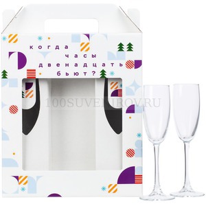 Фото Новогодний набор Heart of Glass с бокалами для шампанского 175 мл (коробка с ложементом под бутылку шампанского)