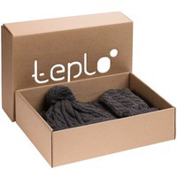 Теплый набор Heat Trick: шапка с помпоном, шарф и варежки с косами L