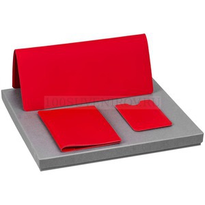 Фото Набор Dorset Simple: чехол для карточки, обложка для паспорта, дорожный органайзер для документов (красный)
