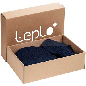 Фото Вязаный набор Nordkyn Full Set: шапка, шарф, варежки, M «Teplo» (синий)